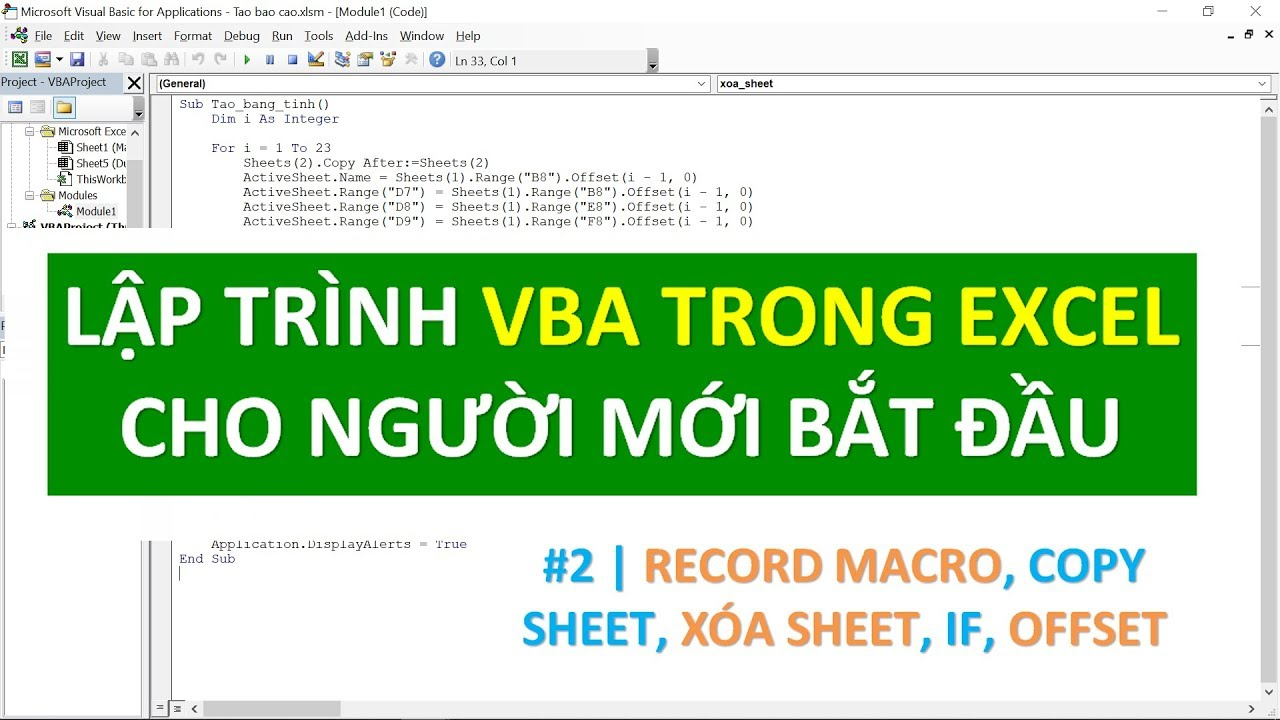Lập trình VBA nâng cao trong Excel